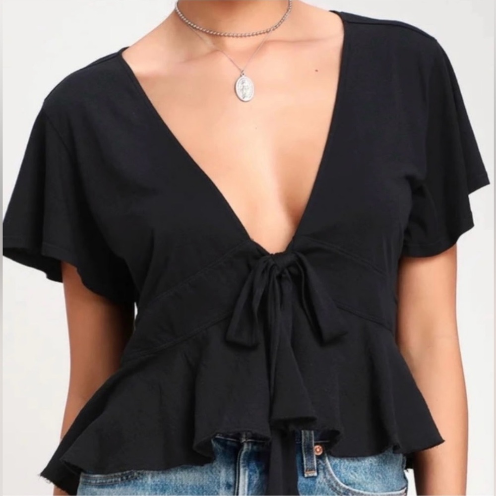 We the Free Knot Me Tie-Front Peplum Top size S